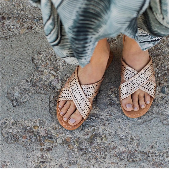 Urban Outfitters Shoes - NIB Rose Gold Perforated Slide Sandal